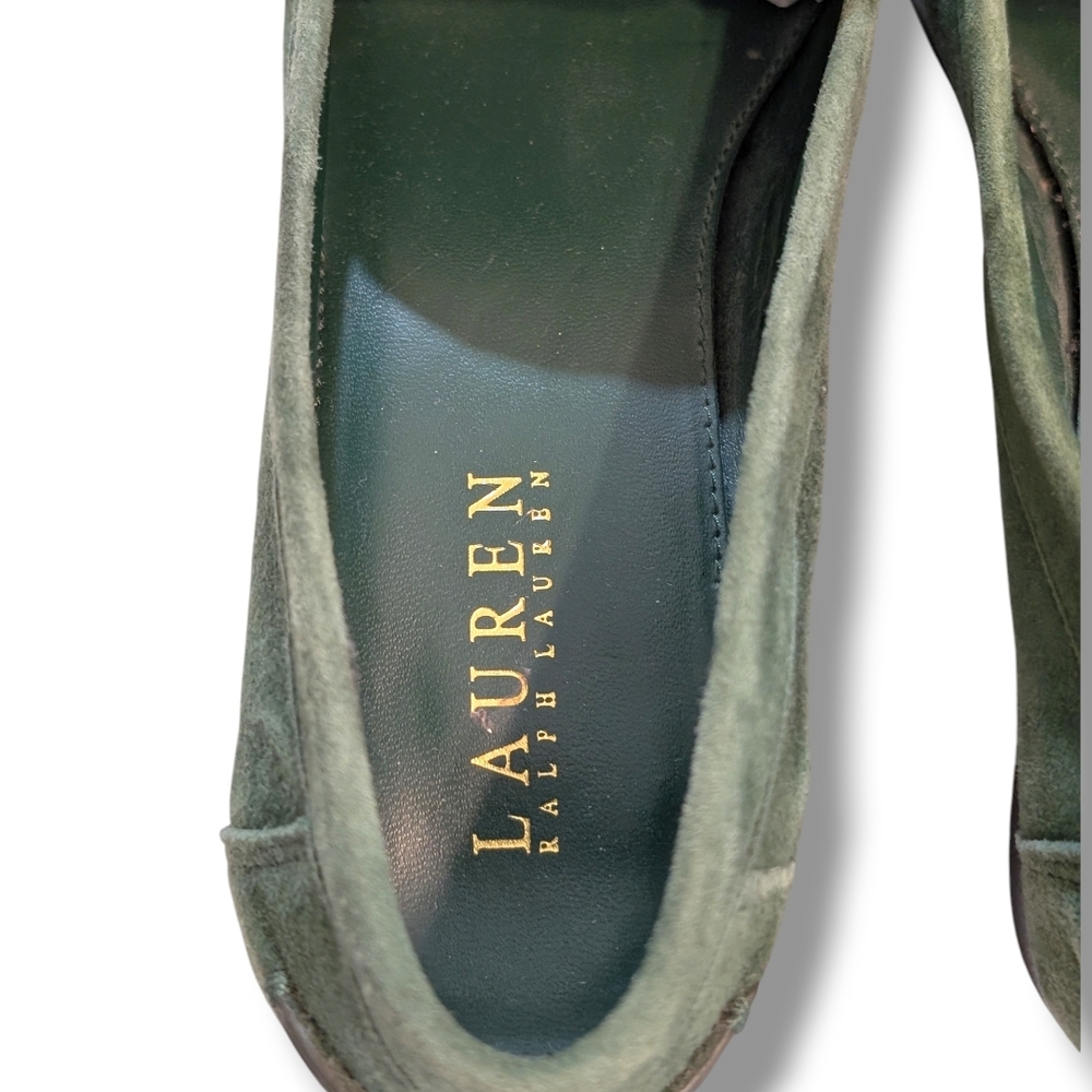 Lauren Ralph Lauren Women's Vintage Green Suede Tassel Loafers, Size 7 - Picture 9 of 10